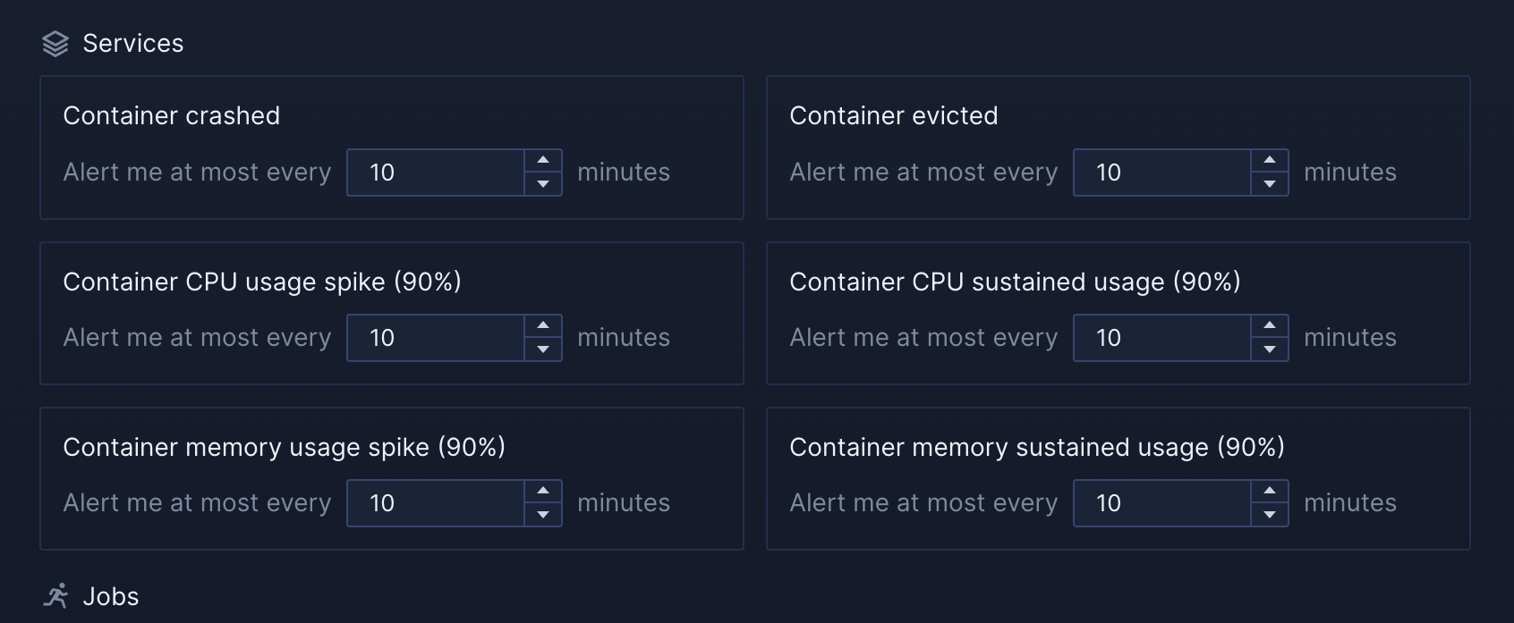 Screenshot of Northflank alert configuration
