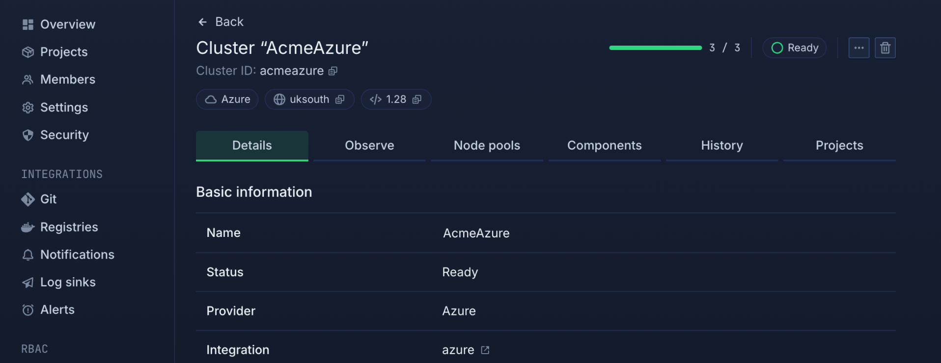 Screenshot of Northflank cluster provisioning